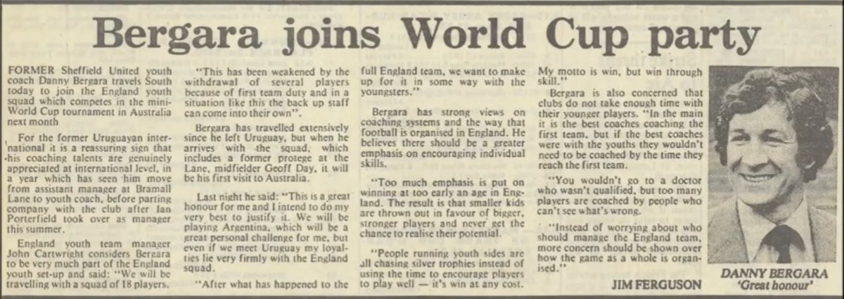 Bergara está unos años con el seleccionado, incluso formó parte de la delegación que fue al mundial sub 20 de 1981 en Australia donde Inglaterra salió cuarto. Pero un día se fue Greenwod y él atrás.