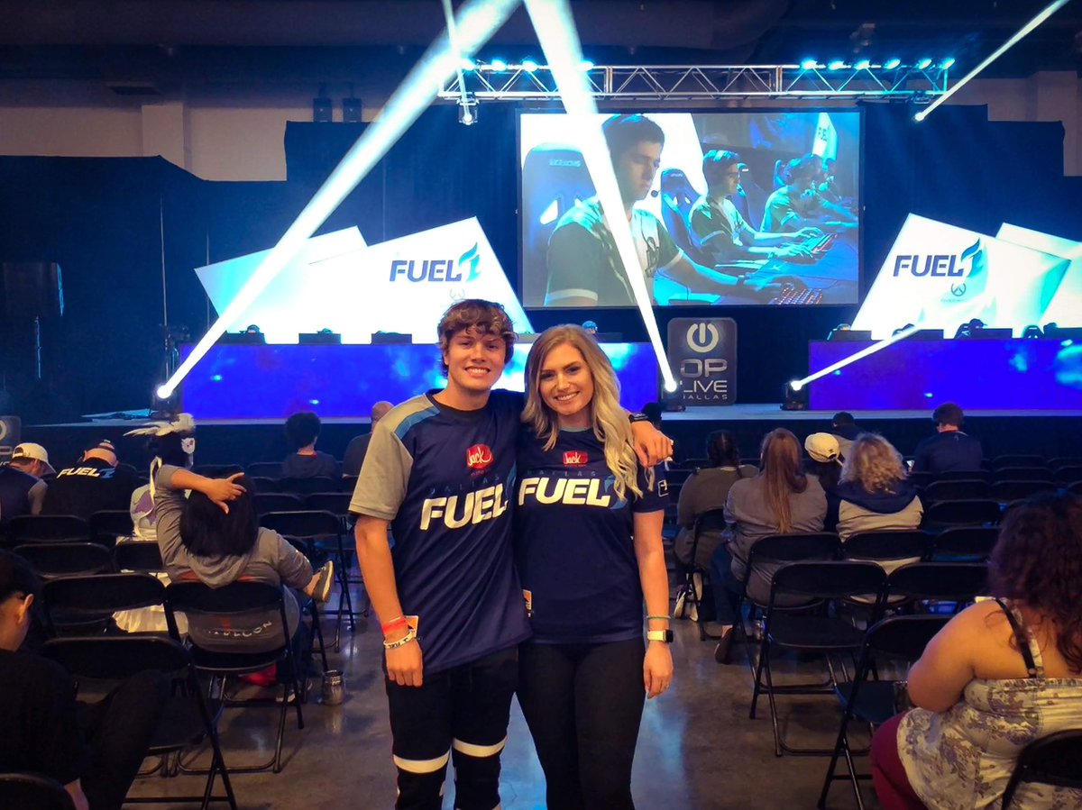 Our photo together in our new  @DallasFuel jerseys that we begged to get some :’)