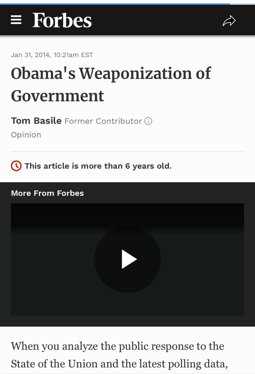 4313- https://www.forbes.com/sites/thomasbasile/2014/01/31/obamas-weaponization-of-government/#143cf17a1b92Worth remembering.Q