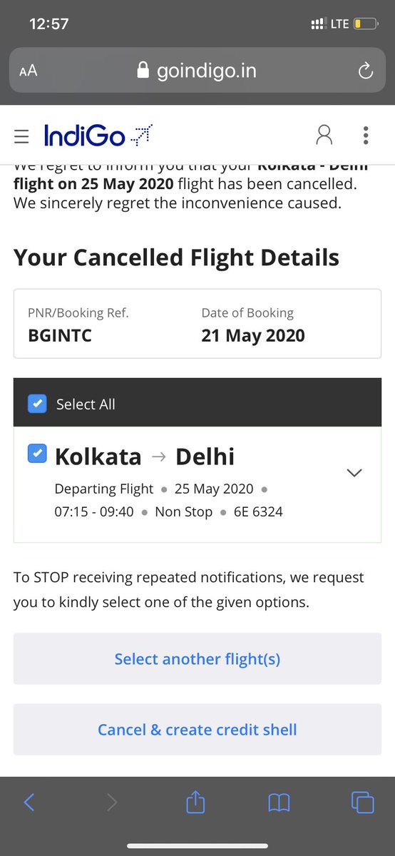 YashojitB's tweet photo. What is happening? What is this scam? If I book my flight ticket on 21st May, for a flight on the 25th of May, and it gets cancelled due to lack of information by the @MoCA_GoI or @IndiGo6E, why should my money get stuck in the form of credit shell! @HardeepSPuri https://t.co/Q2Dcwg7sRN