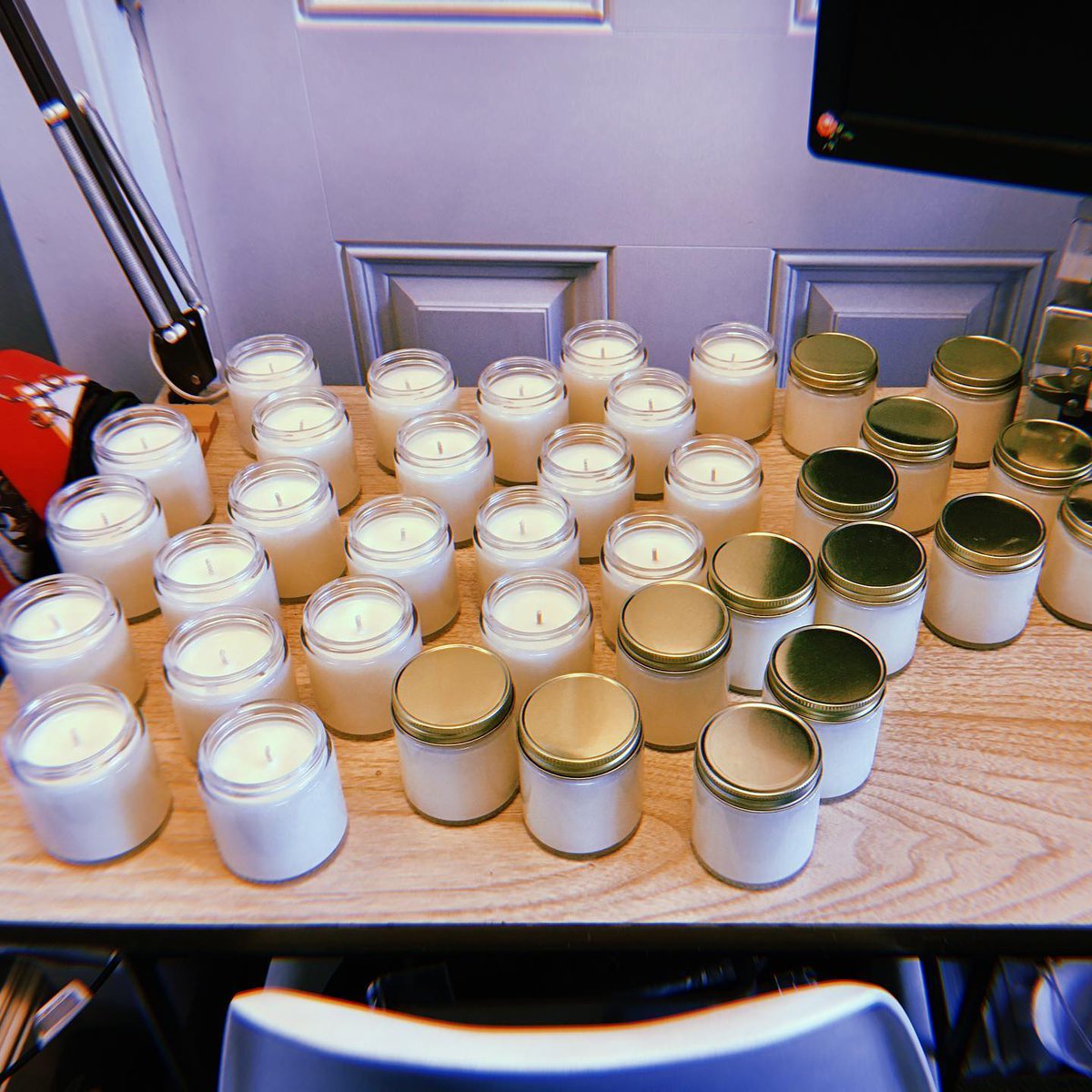 candle day. gettin’ ready for shipment to many who backed the Gardenia vinyl crowdfund. wax to pair with your wax get it 🌺