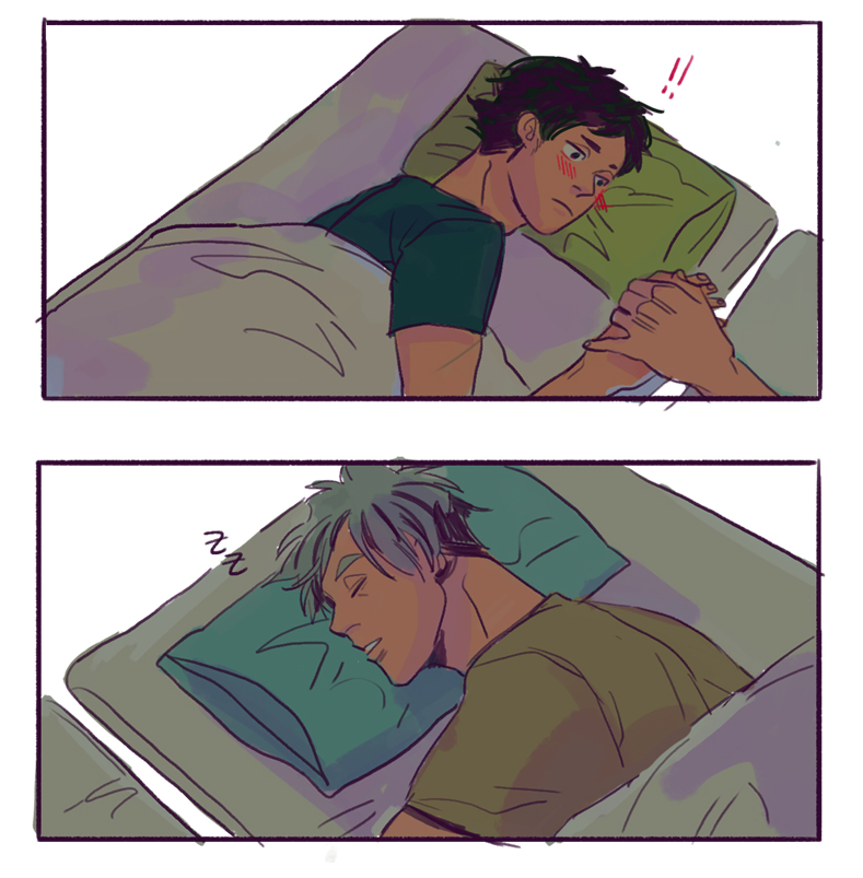 accidentally hold hands -> freak out #bokuaka 