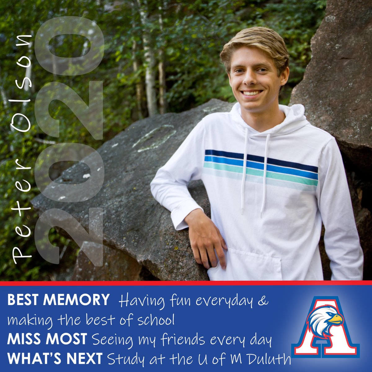 ISD742's tweet photo. Apollo's Peter Olson! #classof2020 #seniorhighlights #IAMApollo #IAM742 @aptiberapollo @aliciafisch @AHS_FanSection @ApolloEaglesAD @ApolloADAsst https://t.co/pwTx9KKVUe