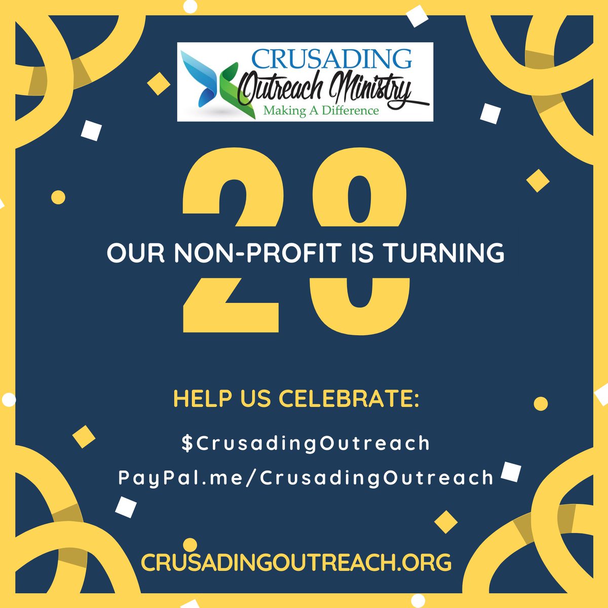 CrusadingOutrea's tweet photo. 🎉📢👏🏾Happy 28th Spring Anniversary Crusading Outreach! Please help us celebrate as we continue to faithfully serve the community.🎉📢👏🏾

$CrusadingOutreach

https://t.co/1qMG2cVDuR

#CrusadingOutreach #757NonProfit #757Donate  #Community #Philanthropy #Anniversary #NonProfit https://t.co/g6yQk9C8ia
