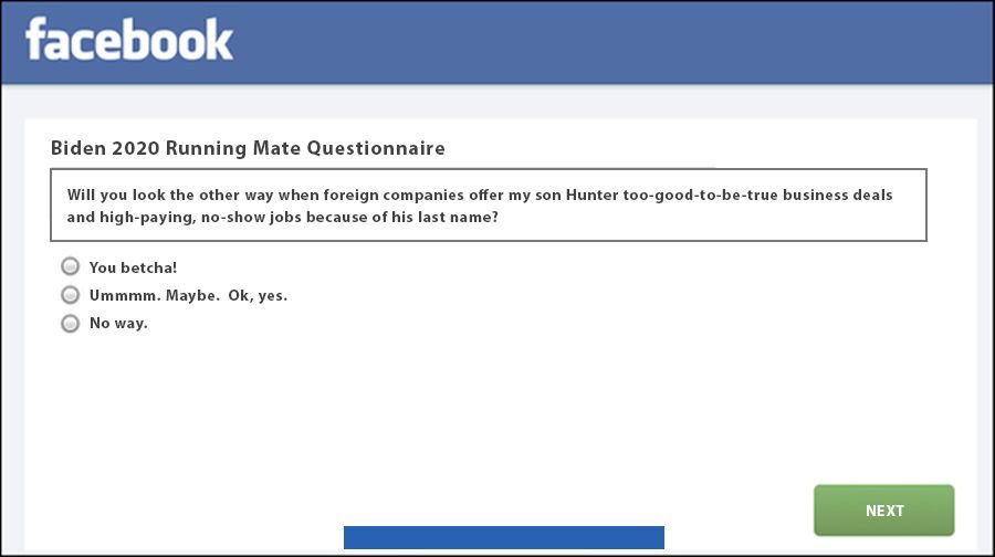 Question 11: Will you look the other way when foreign companies offer my son Hunter too-good-to-be-true business deals and high-paying, no-show jobs because of his last name?