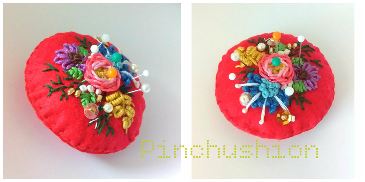 CraftbyKathleen's tweet photo. I think I'm going to add a fabric hook and change this from a Pincushion to a wall hanging.  
#australianmade #embroidery #pincushion #art #etsy #etsyshop #etsyseller #flowers #fibreart #homewares https://t.co/KOJdCN7BZI