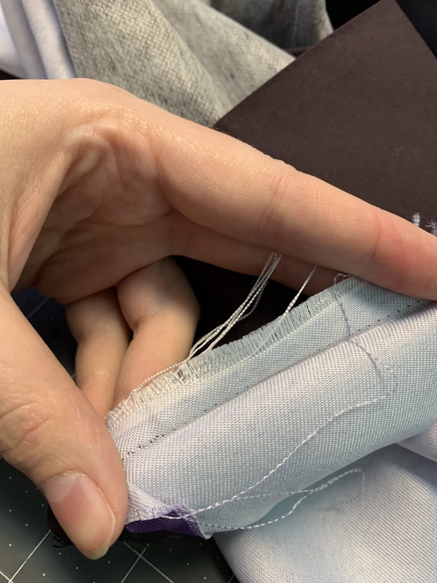 as i go i’m trimming back frayed sections with my pinking shears and applying fray check. frayed edges are pretty common if you’re gonna be altering or taking apart a garment- raw edges on the inside is normal since finishing them adds unnecessary bulk