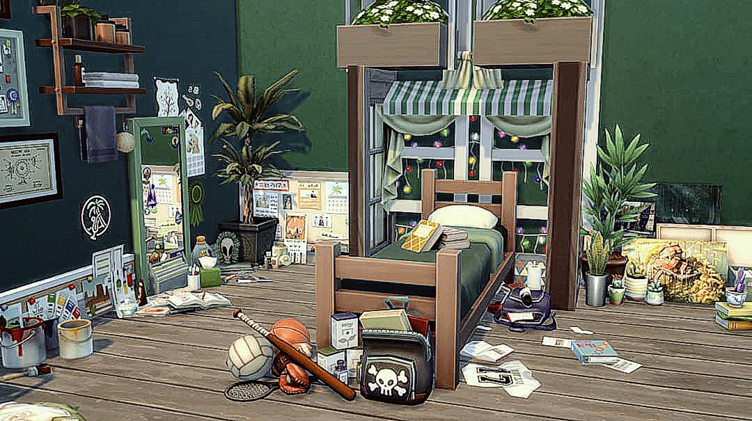 A youth room in green 🥝 Messy, of course 🤏🏼
● NOCC ●
My #sims4gallery foxxywoww
#showusyourbuilds #simscreation #homedecor #ts4 #thesims #simscommunity #simsdaily #nocc #picoftheday #details #clutter #thesims4 #diesims4 #gamer #gamergirl #sims4build  #sims #clutter #cozy