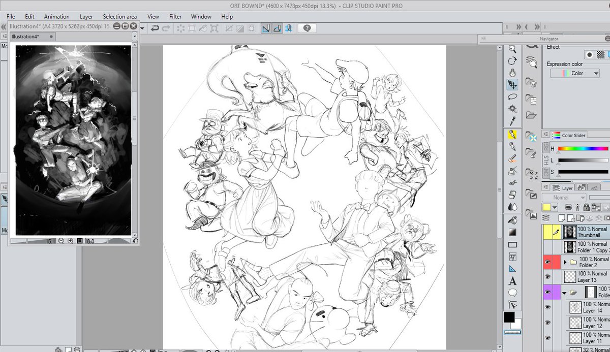 Decided to make that earthbound sketch into an illustration based on this thumbnail. I'm scared of the amount of characters but I'll be fine. I think ?? 