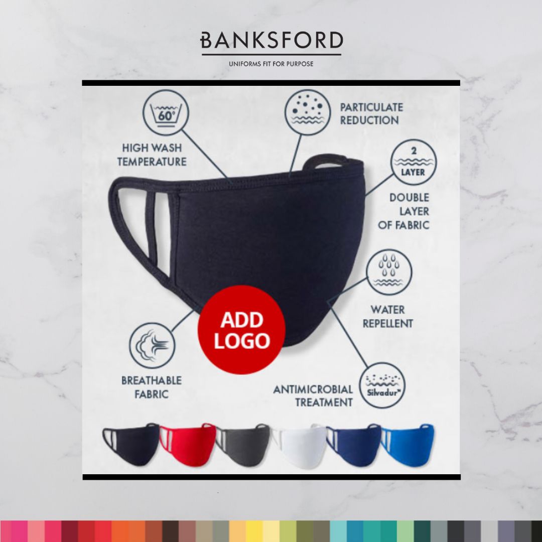 Our Washable Face Mask from Premier comes in a range of colours, is suitable for multiple uses, and can be personalised with your logo. 👍 The mask features a water-repellent finish for added durability. ✨

More details at banksford.co.uk. 👕