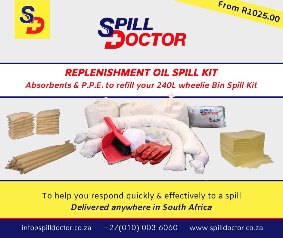 doctor_spill's tweet image. For half the cost of a compete spill kit! Keep a replenishment kit on site, so if you are never caught in a situation where your main kit is empty when needed!!! Call Sales on +270100036060 to order yours today! 
.
.
#healthandsaftey #spilldoctor #flammablestorage #steelstores
