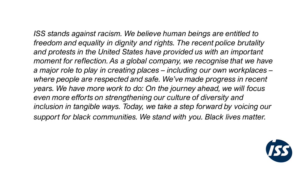 ISS stands against racism.