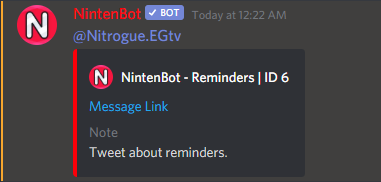 NintenBots's tweet photo. I almost forgot to tell you: NintenBot now has reminders! Try it out today with the ;remind command! https://t.co/VfaxYJhtsG