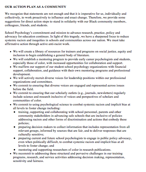 DrJ_ucsb's tweet photo. 📢School Psychology Unified Anti-Racism Statement and Call to Action by D16+TSP+CDSPP+SSSP+ABSP+NASP

ALL invited to Endorse and Commit:

Organizations https://t.co/hhMdmJn6HU

Individuals https://t.co/x7DkVzuzw0

@nasponline @educationarena @educationweek @SchoolPsycRev #SP4SJ https://t.co/9E3hjg7nEf