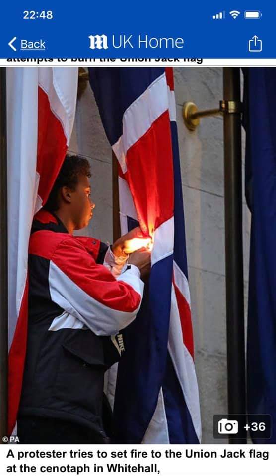 Yes. #Blacklivesmatter and like many 
, I fully support the sentiment but this vandalism and violence is despicable and unacceptable.

Please share and help identify this moron who attempted to set fire to the Union Flag mounted on the Cenotaph in Whitehall.