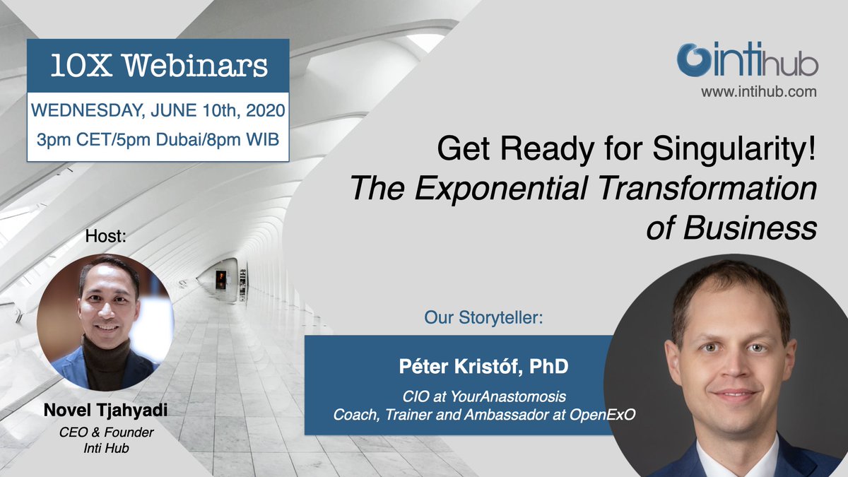 How to grow your business exponentially? Join me and  Péter Kristóf, PhD, in the conversations - what it takes to build an Exponential Organization (#ExO). Register: intihub.com/10xwebinars
#exponentialorganizations #exponentialtransformation  #innovation #Webinars
