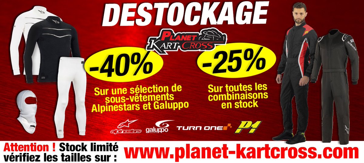 #Destockage #SousVêtements #Combinaisons #StockLimite #PKC #PlanetKartCross #SiteInternet planet-kartcross.com