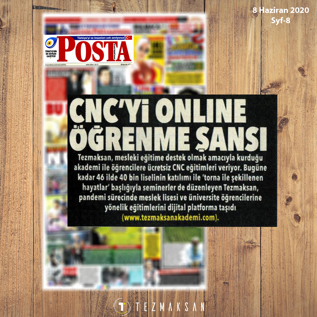 TezmaksanMakina's tweet photo. Bugün Posta Gazetesi'ndeyiz.
"CNC'Yİ ONLINE ÖĞRENME ŞANSI"
#tezmaksanakademi #cnc #cncegitim #onlinecncegitim #cncogrenme #meslekiegitim #ögrenci #ücretsizcncegitim #ücretsizegitim #tornailesekillenenhayatlar #akademiseminer #mesleklisesi #üniversite #ögrenci
@postacomtr https://t.co/uCDC6cZQMS