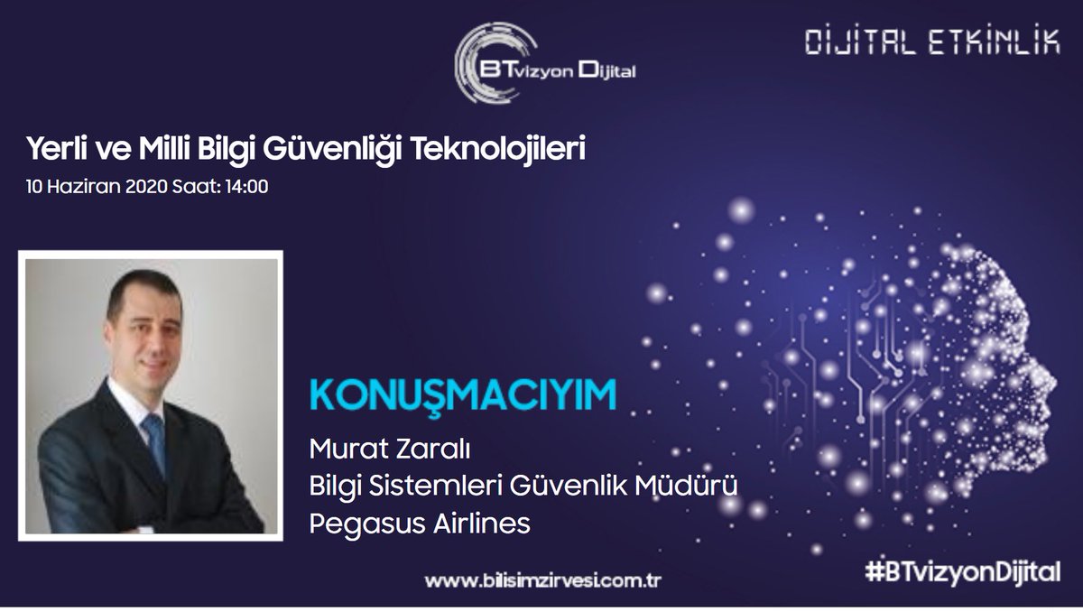 muratz's tweet photo. 10 Haziran Çarşamba günü Nebula'nın sponsorluğunda "Yerli ve Milli Bilgi Güvenliği Teknolojileri" konuşacağız, bekleriz efendim 😊 

Program&amp;Kayıt: https://t.co/KziHhVtD5t
Caner Dağlı,Mehtap Kılıç,Murat Erez, Murat ZARALI, Ümit Yalçın Şen, Murat Goce #yerlivemilli #bilgigüvenliği https://t.co/BZ80NvHG61