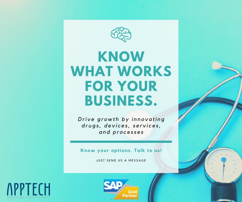 apptechexperts's tweet image. #ExpertsInsights: Drive growth by innovating drugs, devices, services, and processes with SAP Business One for Life Sciences powered by #APPTechExperts! More info at: mailchi.mp/201222e509fb/l…
#SAPBusinessOne #SAPBusinessByDesign #Healthcare