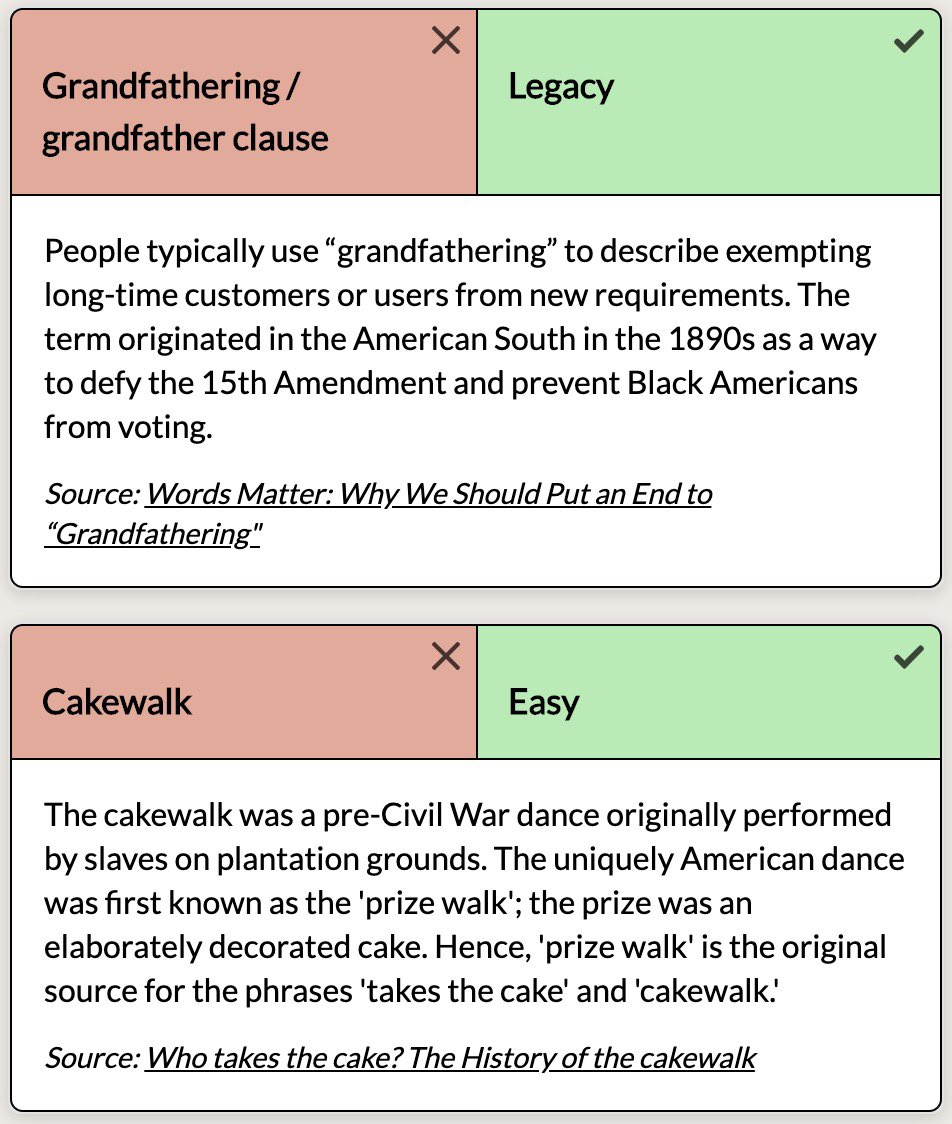milafajita's tweet photo. It’s easy to unconsciously encourage bias - especially with everyday work-place jargon. Here’s a compilation I put together of biased terms and alternatives that we could use instead. Do you have any more to add? (Thread)
#BlackLivesMatter #UnconciousBias #AllyShip https://t.co/gorf2yhN5z