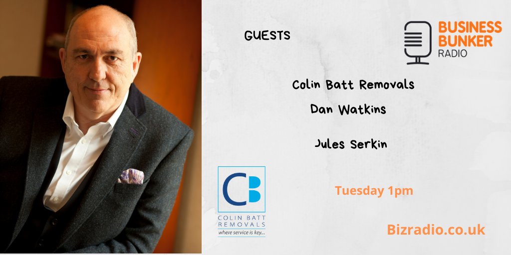 With me on tomorrows #BBunker Radio Show guests are 

<a href="/BattRemovals/">Colin Batt Removals</a>
 
<a href="/DanWatkins/">Dan Watkins 🇺🇦 🇬🇧</a>
 
<a href="/julesserkin/">jules serkin</a>

All the details are here ==> bizradio.co.uk