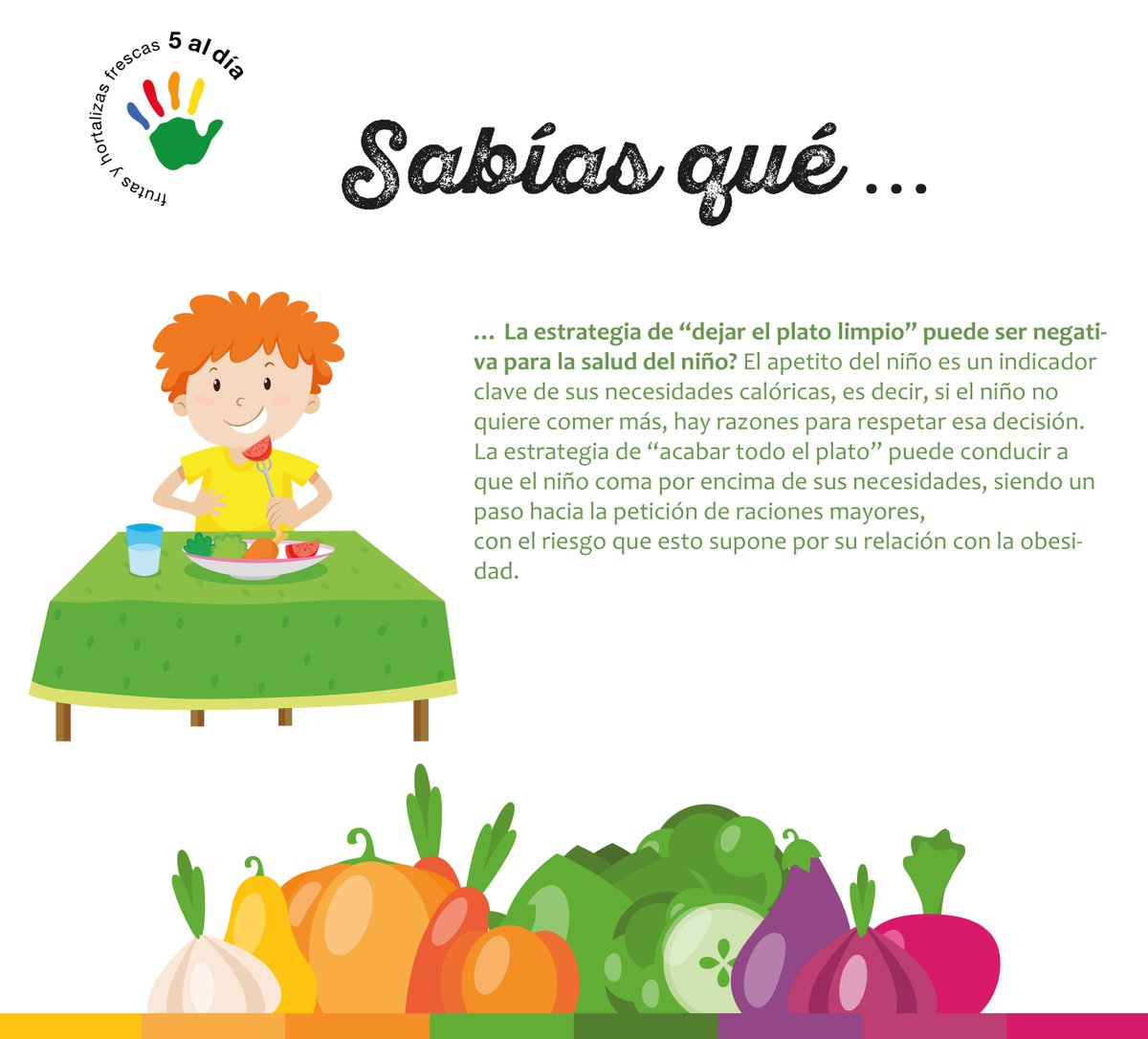 ✅ El momento de las las comidas deben ser un lugar de encuentro entre la familia y no un momento de estrés. 

Pincha aquí:
👉bit.ly/302rJGV 👈 para más información.

#FrutasyHortalizasSiempre 🖐 
#EstePaísLoAlimentamosUnidos 💚