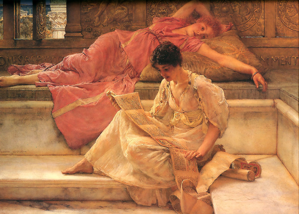 “Favourite Poet，1888，38.6 x 51.5 cm” Sir Lawrence Alma-Tadema（8 January 1836 – 25 June 1912) was a Dutch painter of special British denizenship.