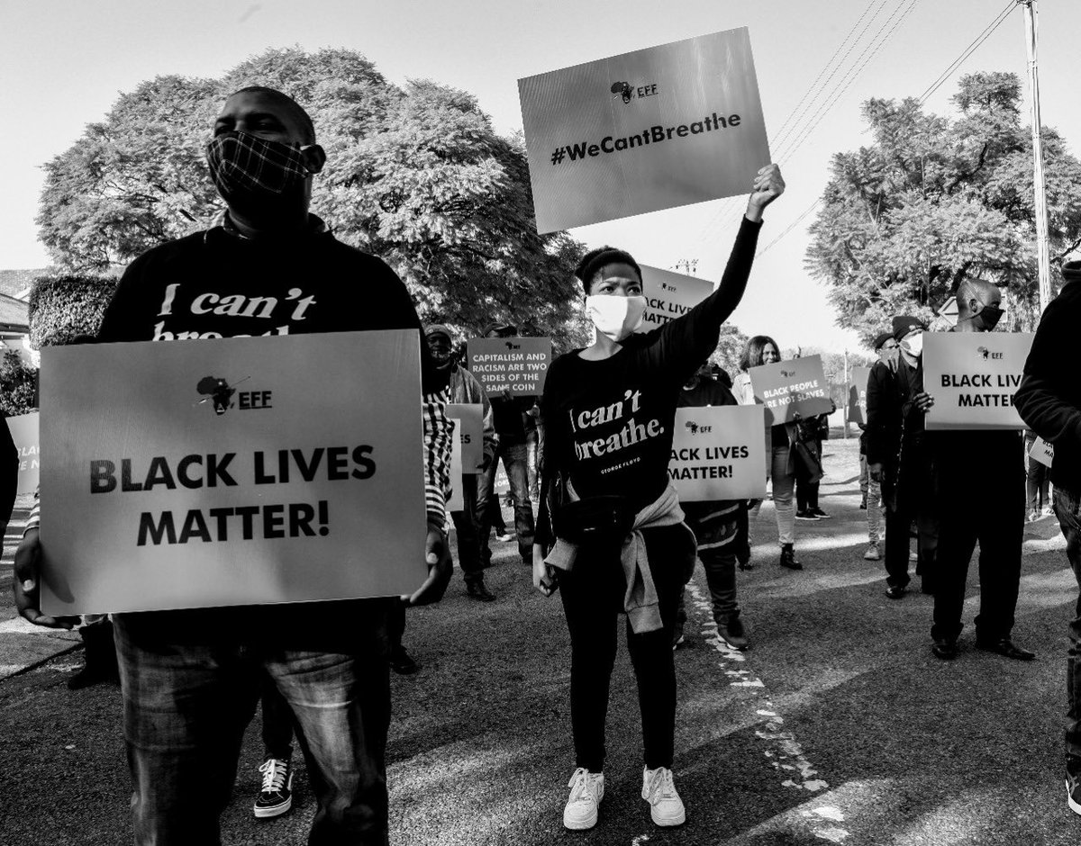 EFFSouthAfrica's tweet photo. It’s time for black solidarity all over the world. #EFFBLMProtest https://t.co/PBj3u0n0r3