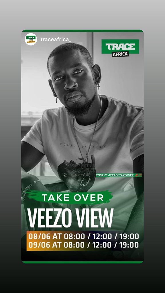 VeezoView's tweet photo. Check out my @TRACEAfrica_ take over ✌️ https://t.co/0xME55802l