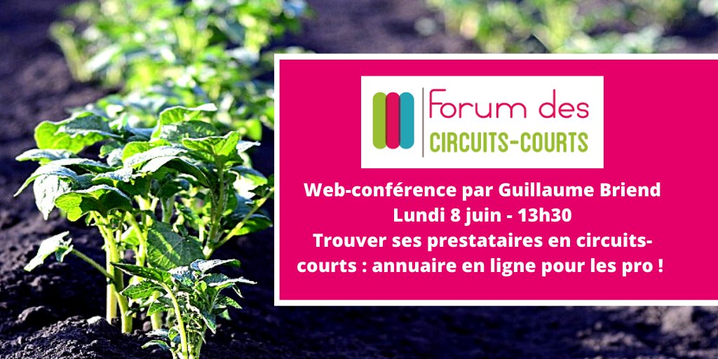 Participez au Forum #CircuitsCourts 👉27 conférences en ligne du 8 au 12 juin à destinations des #agriculteurs. 
📆Web-conférence par Guillaume Briend, responsable <a href="/AgreticBretagne/">Agretic</a> à 13h30 pour vous présenter le nouvel annuaire des #CircuitsCourts Infos bit.ly/3eZuGfz