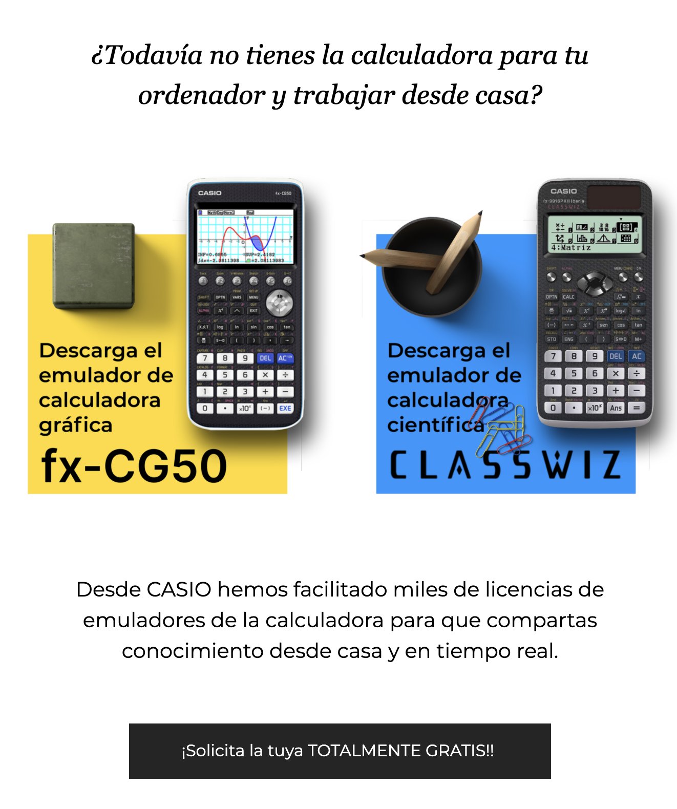 CASIO Division Educativa on X Si eres profesor a de matematicas puedes conseguir una licencia gratuita para tu emulador de calculadora cientifica o grafica aqui https t lKains8Rhj matematicas EBAU ...