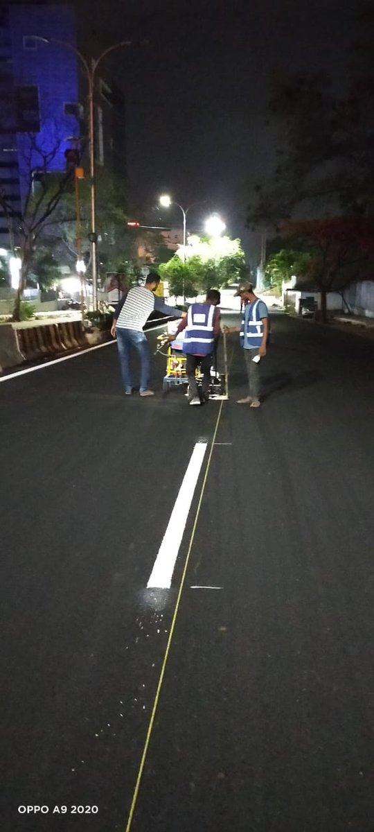 Developmental works taken up by GHMC under Comprehensive Road Maintenance Programme (CRMP) - Newly laid B.T Road opposite Times House, Banjara Hills, IDPL road in Kukatpally Zone and Thermo plastic paint lane marking from CII Junction to Lemon Tree(Tech-Mahindra road)