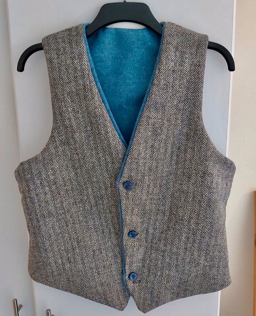 When your Production Manager should be in this years sewing bee ! 🧵 🐝 How amazing is this wool waistcoat using Alice Herringbone and Elgar Sherbet Wool 🤩 <a href="/sewingbee/">Sewing Bee</a> <a href="/britishwool/">British Wool</a> <a href="/campaignforwool/">.</a> #britishwool #ukbrand