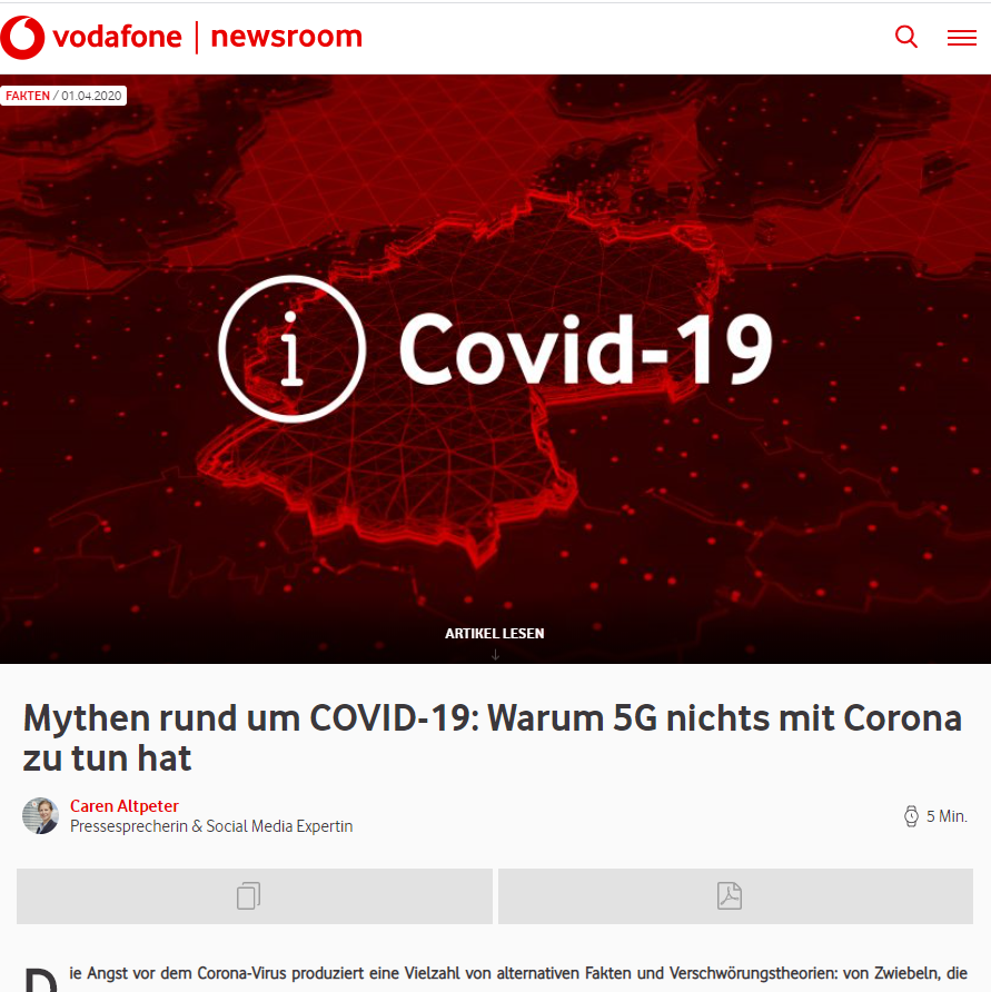 Gebe zu, mir war zeitweise etwas mulmig und ich hab mich zumindest mal umgeschaut, wo der nächste 5G-Mast steht, falls man tätig werden müsste. 

Glücklicherweise stieß ich dann auf diesen unabhängigen Faktencheck.