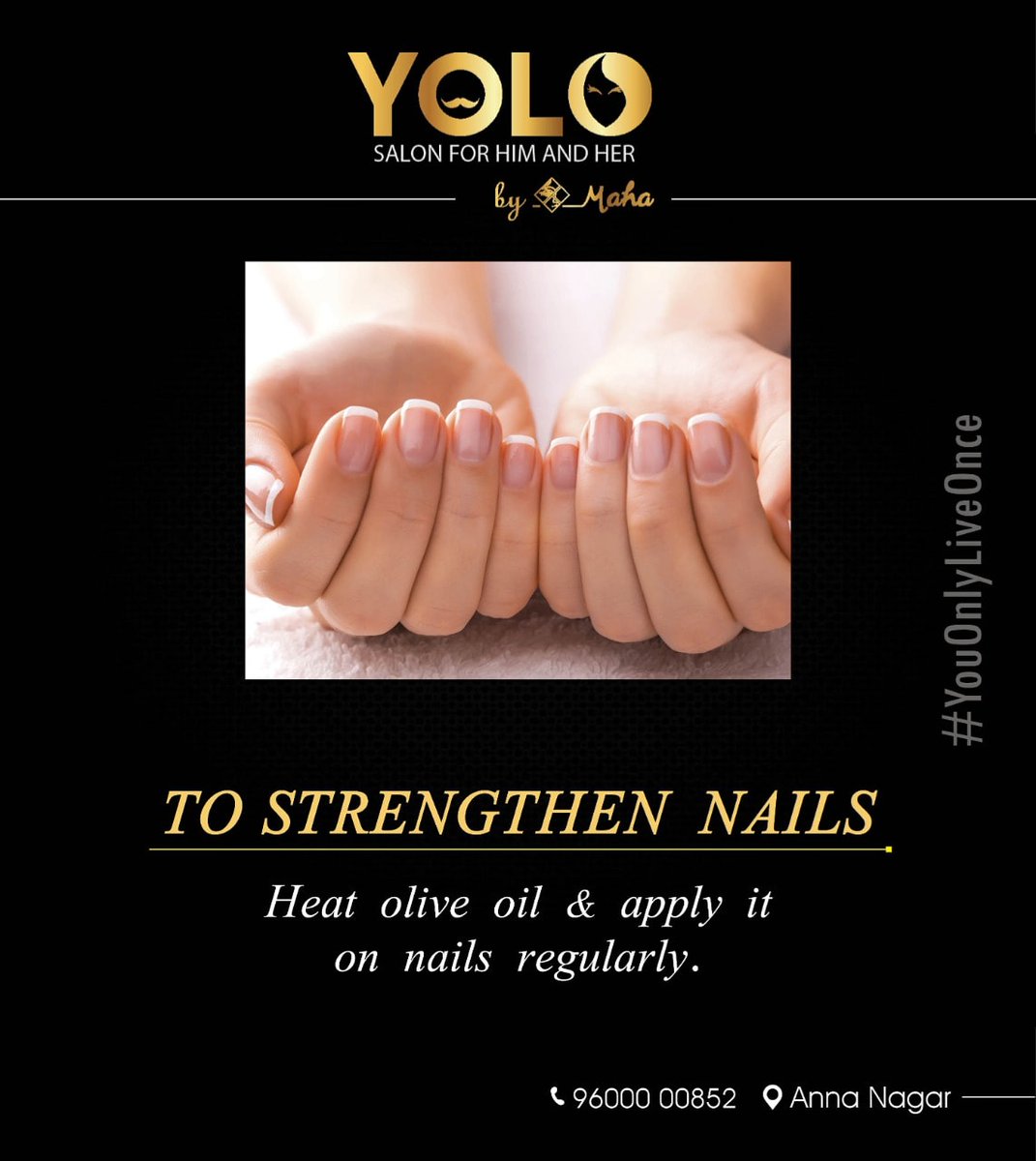 #Oliveoil penetrates the skin and nail, to help repair damage and soften nails and cuticles, which leads to nail strength and health.
.
#YOLO #YouOnlyLiveOnce #beautysalon  #fornails #nailbeauty #nailstrength #nailpolish #nailfashion 
#beautytips #beautygoals  #homemadebeautytip