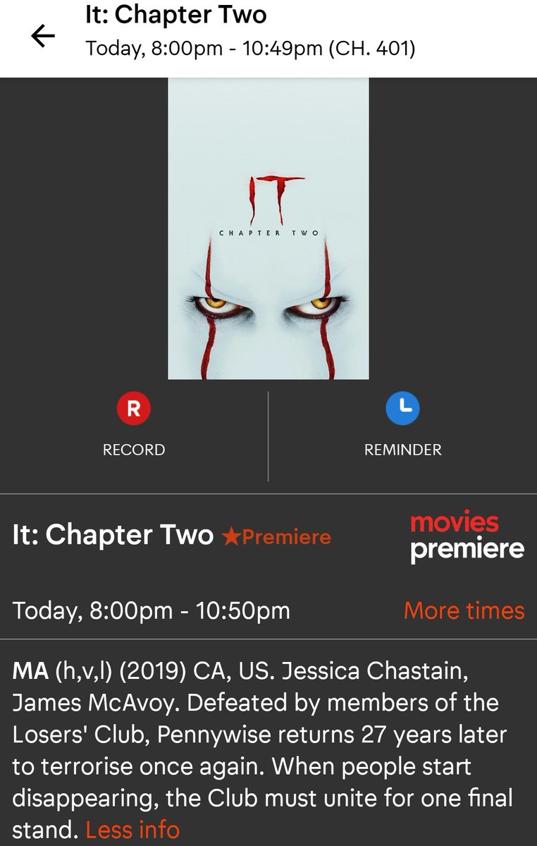 JulesCrem's tweet photo. Watching #ItChapterTwo in 🇭🇲on #Foxtel #401 &amp; also available on @netflix with @jes_chastain #JamesMcavoy #BillHader  #JayRyan #JamesRansone @isaiahmustafa @wbpictures @andybeanactor
#LosersStickTogether🎈🤡🎈
@🎈🤡🎈 @ITMovieOfficial https://t.co/L8WYOdXuyN https://t.co/TofvX8ycJ6
