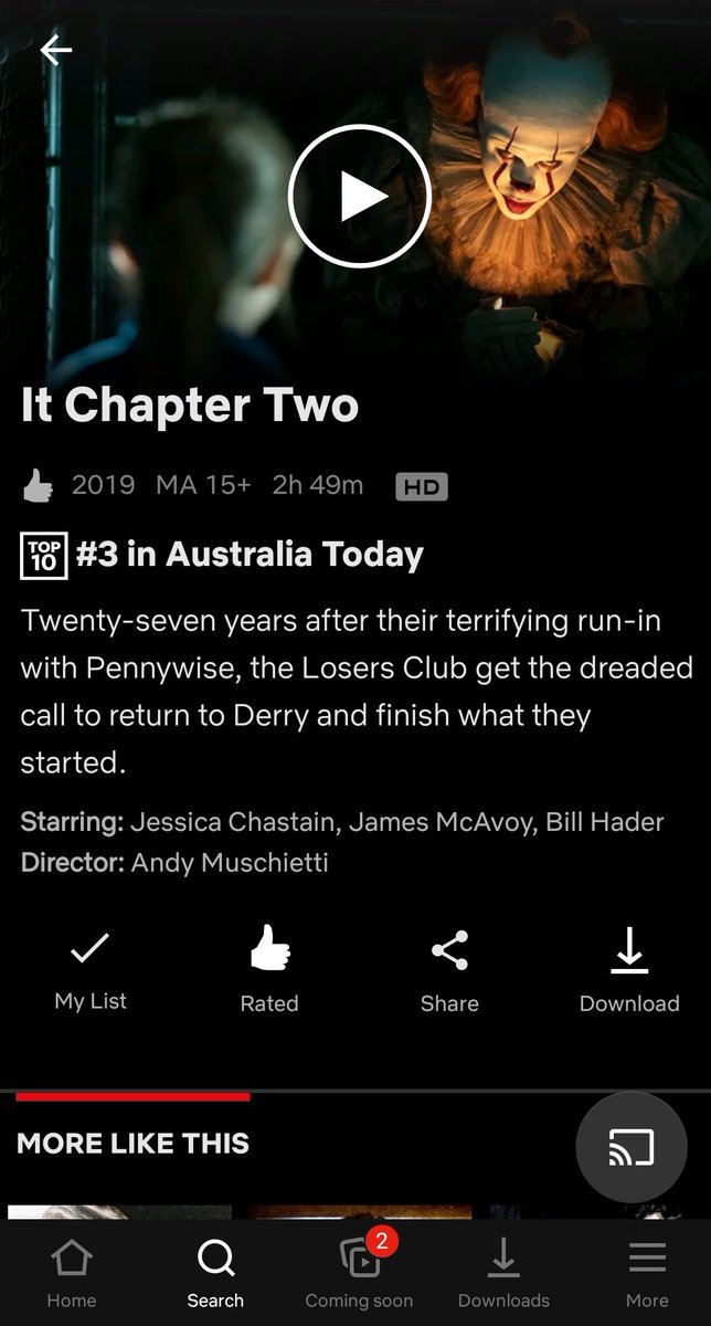 JulesCrem's tweet photo. Watching #ItChapterTwo in 🇭🇲on #Foxtel #401 &amp; also available on @netflix with @jes_chastain #JamesMcavoy #BillHader  #JayRyan #JamesRansone @isaiahmustafa @wbpictures @andybeanactor
#LosersStickTogether🎈🤡🎈
@🎈🤡🎈 @ITMovieOfficial https://t.co/L8WYOdXuyN https://t.co/TofvX8ycJ6
