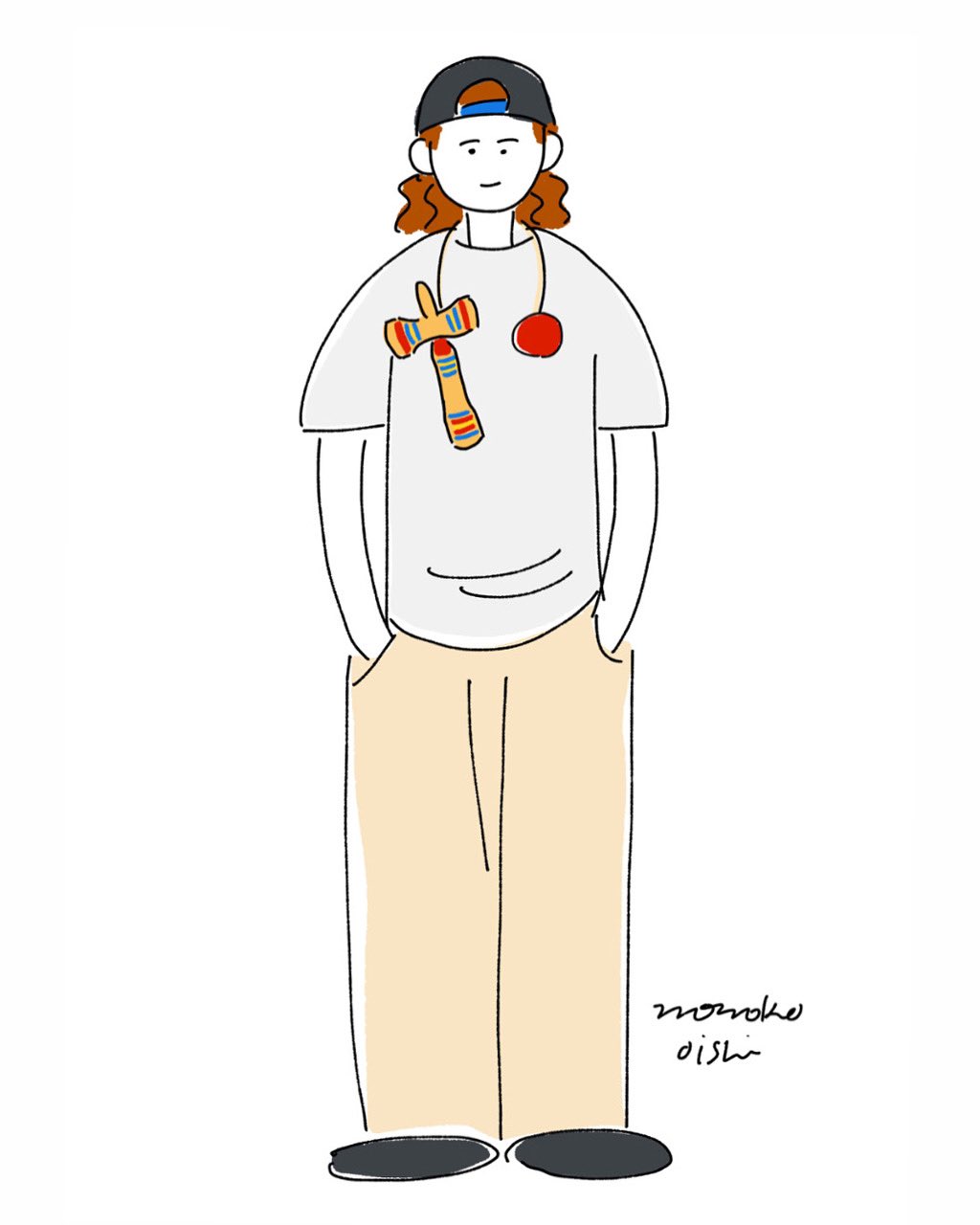 تويتر おおいしももこ على تويتر けん玉の画像検索していたら みんなこう 首から下げてておしゃれだった ちなみに青年が下げてるけん玉は My Kendama イラスト Illustration T Co Iml5ekfqq8