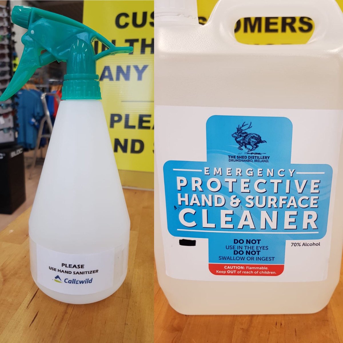 callofthewild1's tweet photo. Be wise sanitize! Signage and sanitizers ready, many thanks to The Shed Distillery by P. J. Rigney and Printfix Sligo #localbusinesses π
#sanitizer #drumshanbogunpowdergin #drumshanbo #bewisesanitize #printfix #sligo #lovelocal https://t.co/PLi2h00Olt