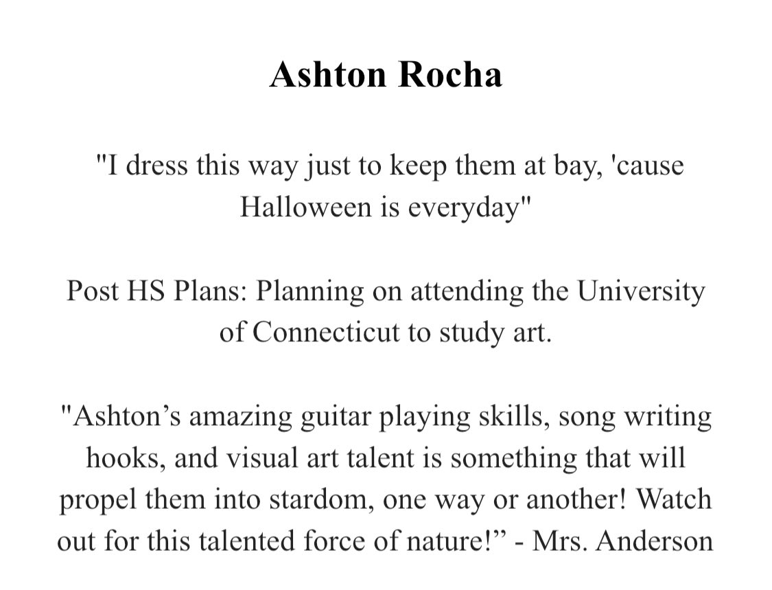 Today’s Senior Spotlight is Ashton Rocha!!