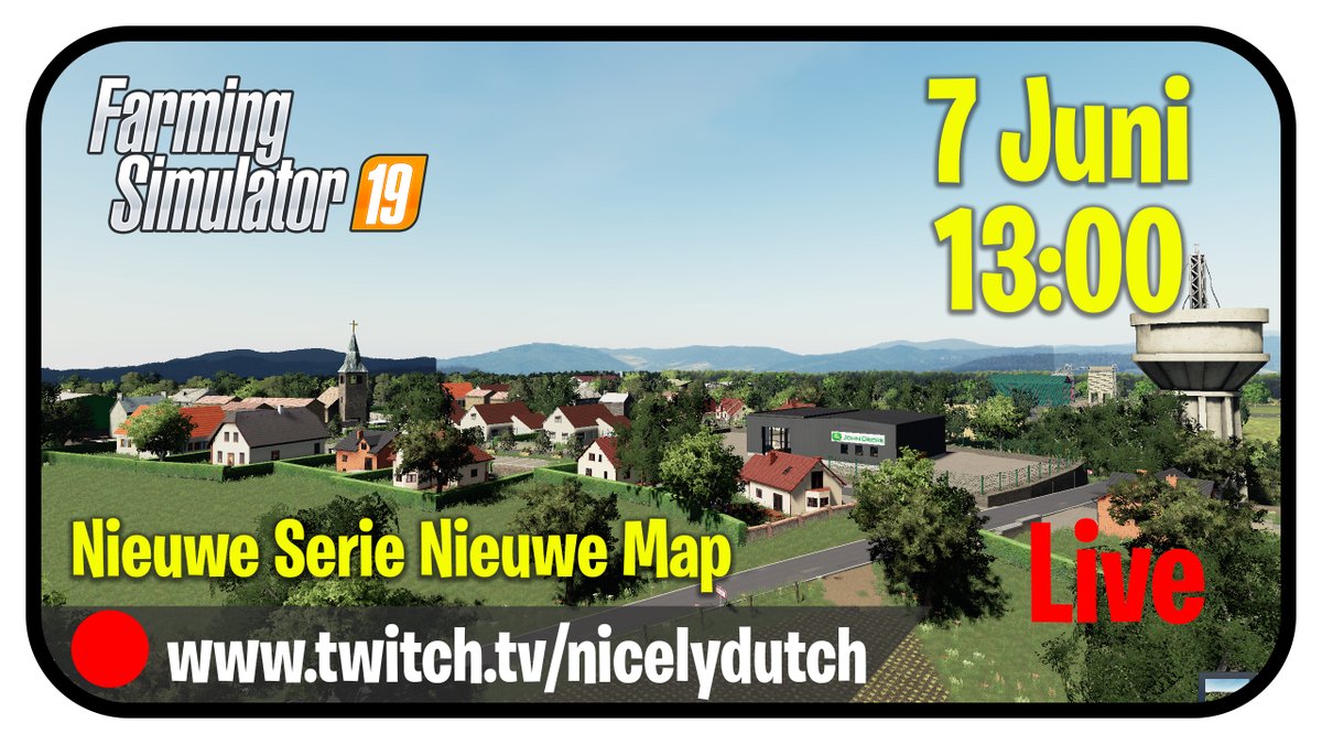 7 Juni om 13:00uur ben ik Live op twitch.tv/nicelydutch Ik speel Farming simulator 19. Ik begin op nieuwe Singleplayer map. Ik wil toch 1 keer in de week Fs singleplayer spelen. Kom jij ook kijken? we moeten nog wat keuzes maken. #farming #fs19 #twitch #nicelydutch
