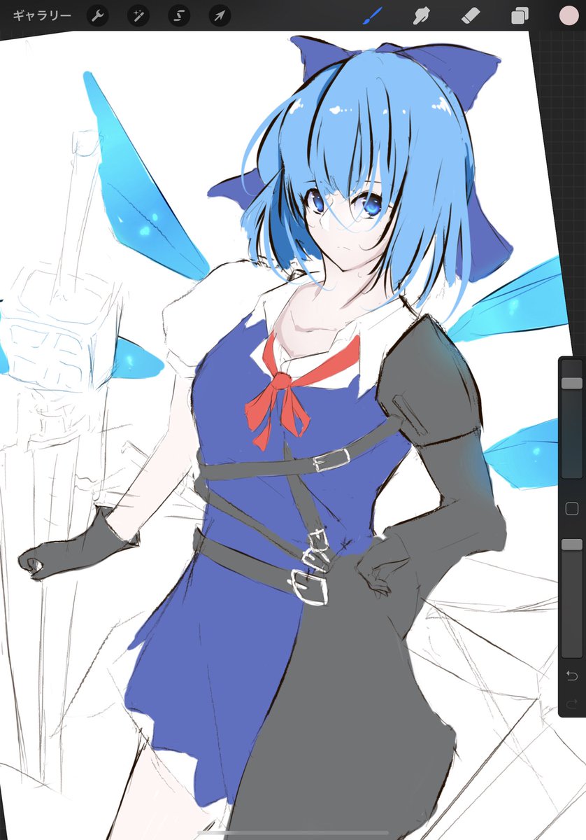 筋肉の精霊うた アドベントチルノを描いています 東方project