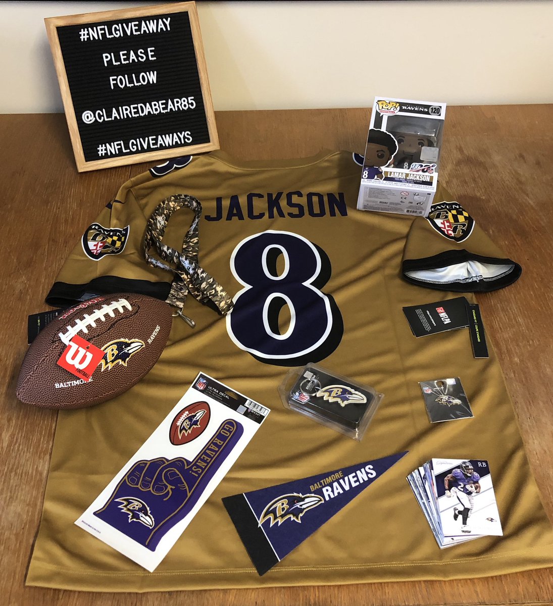 #Ravens Lamar Jackson inverted jersey #NFLGIVEAWAY Plus other #RavensFlock #SWAG too. For a chance to #win this #prize bundle you MUST be following <a href="/clairedabear85/">Claire Da Bear</a> &amp; RT this link This #Giveaway will run till the 12/6 &amp; This is open 2 ALL #NFL fans globally #NFLTwitter  #NFLTop100