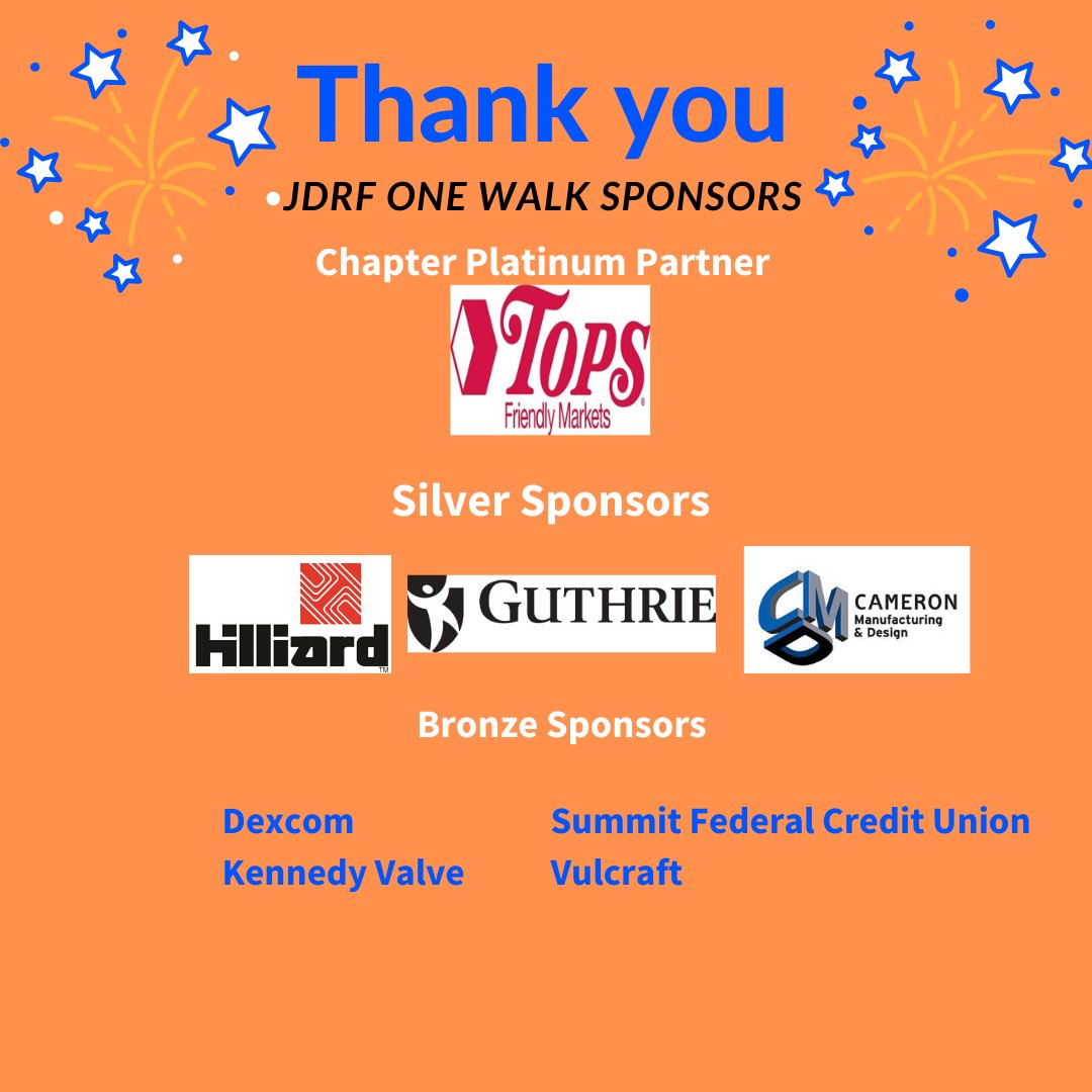 A huge thank you to our Virtual One Walk Sponsors! #strocwalk #jdrf #typeontotypenone #communitypartners
