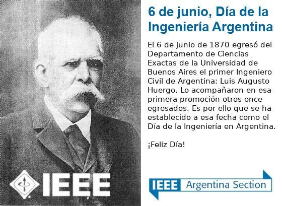 ¡Feliz Día de la Ingeniería Argentina! 🥳🇦🇷 6/6/1870: egresó del Departamento de Ciencias Exactas de la Universidad de Buenos Aires el primer Ingeniero Civil del país: Luis Huergo. Es por ello que se ha establecido esa fecha como el Día de la Ingeniería. bit.ly/2rIaac5