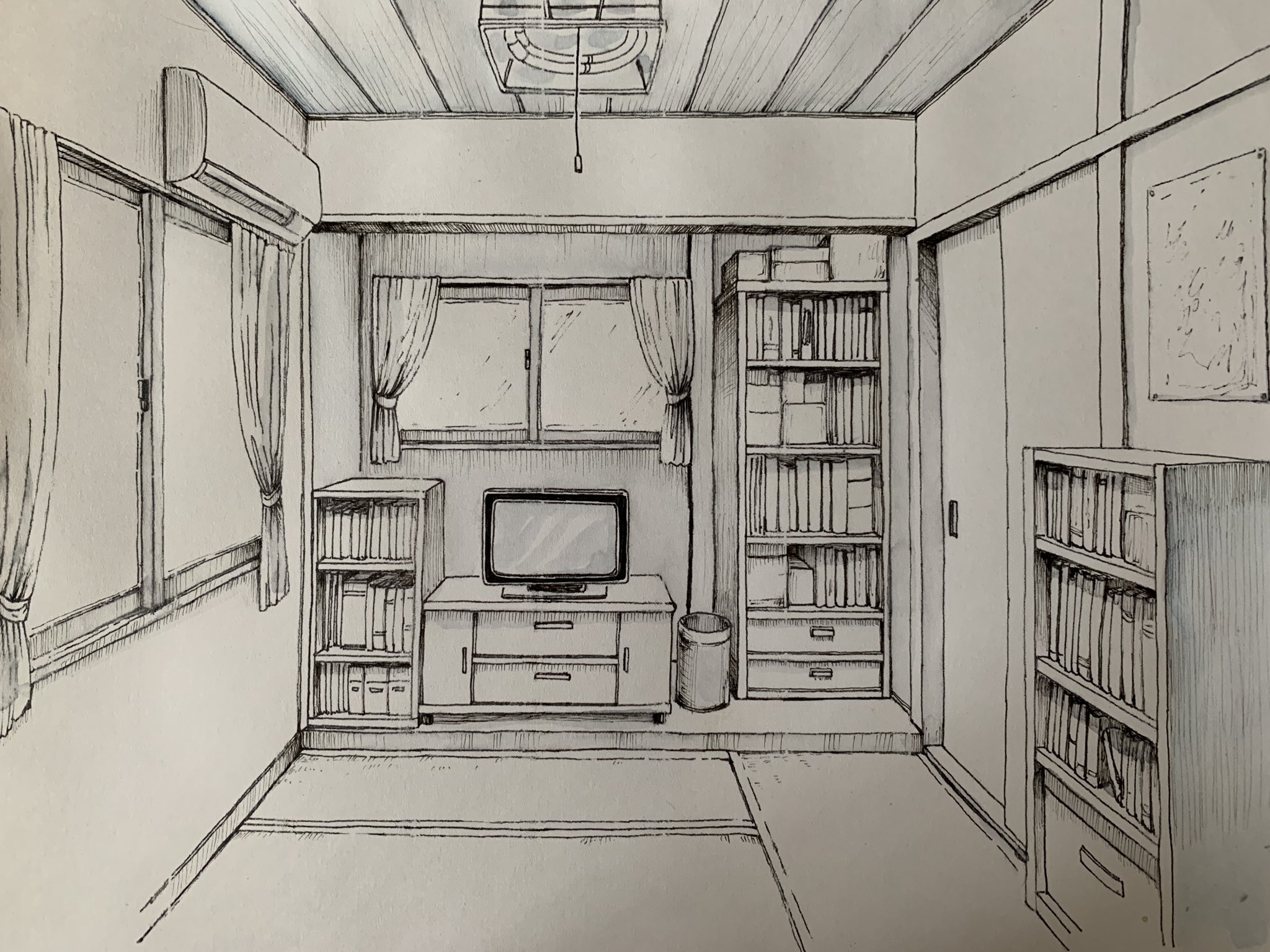 パラパラ絵本 昨日描いた 部屋の中 ペン画 タッチを増やし影に色を付けた アナログ絵 イラスト王国 ペン画 絵師さんと繋がりたい 背景画 芸術同盟 T Co Ill09yczlt Twitter