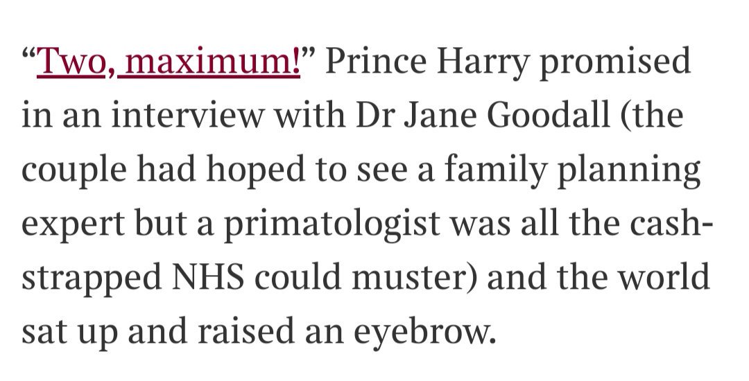 Exhibit 33:  #PrimatologistGateGiles Coren jokes that Meghan didn't see a medical doctor about family planning, but rather the noted primatologist Jane Goodall. Yes, Harry had interviewed her. But why would a human discuss human birth control with a primatologist?