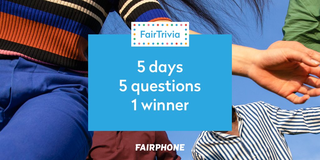 Fairphone's tweet image. WIN A FAIRPHONE 3 in our FairTrivia #Contest! ✨ Join us next week when we post 1 trivia question per day on our Facebook page. 5 days, 5 questions… 1 winner. Can you get them all? 📱 💚   Don't miss out!