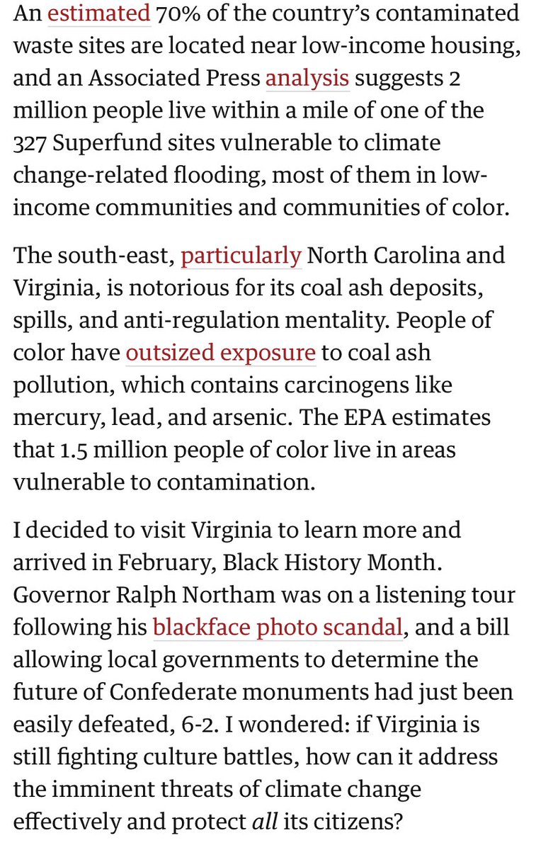 ‘They chose us because we were rural and poor’ Read more:  https://www.theguardian.com/environment/2019/mar/08/climate-changed-racism-environment-south